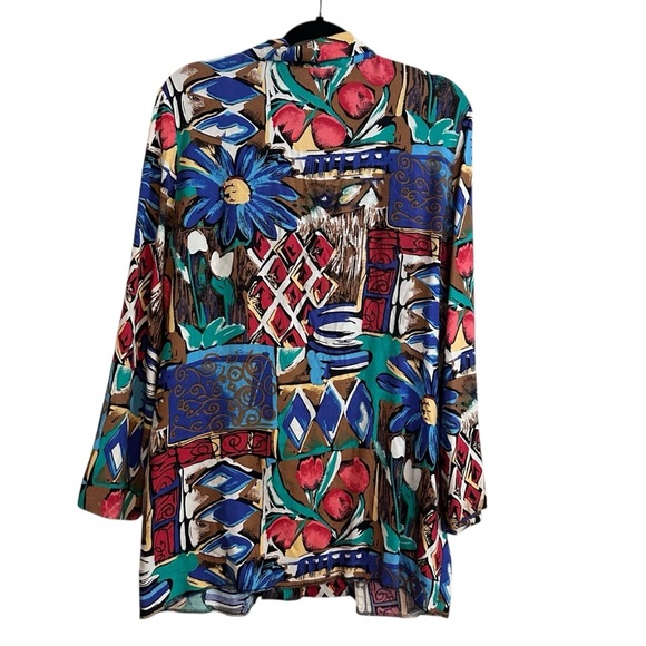Vintage 80s Funky Tribal Print Oversized Blazer Womens Size M Rayon - Picture 6 of 6